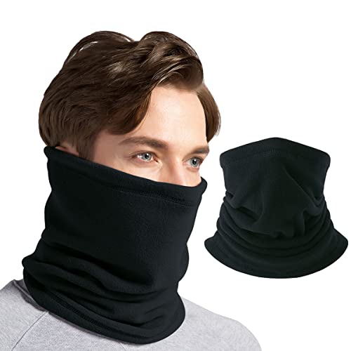 CUIMEI Fleece Neck Warmer Gaiter - Ski Face Mask Winter Neck Gaiter for Motorcycle Running Cycling A-Black