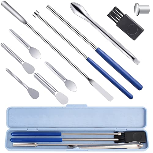 11 Piece Capsule Filling Machine Kit for Pill Filler - All Sizes # 000 00 0 1 2 3 4 5 Micro lab Spoons Spatula Tool for Gel Capsules Empty Quickly Fill Tray with Herb Powder Tamper Tools