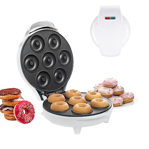 Mini Donut Maker, Donut Maker Machine for Home, Portable Electric Donut Press Machine for Makes 7 Doughnuts, Non-Stick & Double-sided Heating, Mini Donut Maker Machine for Breakfast Snacks Desserts