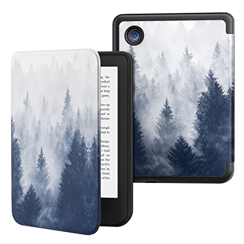 MoKo Case Fits with Kobo Clara 2E 6" 2022 Release e-Reader Cover, Anti-Scratch Shock-Resistant Lightweight PU Leather Folio Case Cover Shell with Auto Wake/Sleep Function, Gray Forest