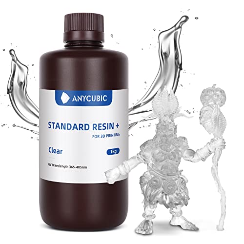 ANYCUBIC Upgraded Standard 3D Printer Resin, 405nm SLA Fast UV-Curing Resin, High Precision & Rapid Photopolymer for 8K Capable LCD/DLP/SLA 3D Printing (Clear, 1000g)