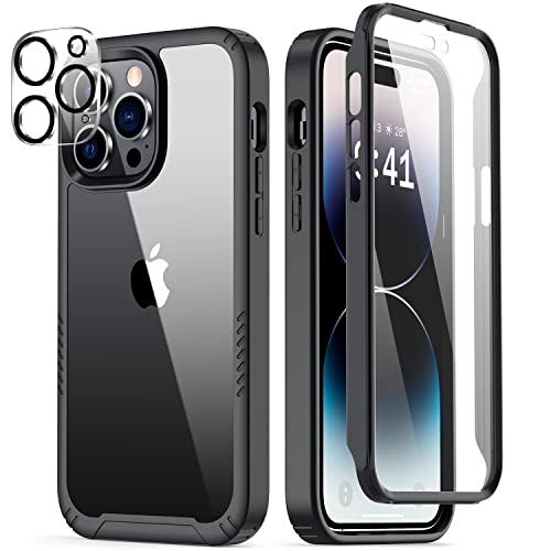 Goodon iPhone 14 Pro Max Case with Screen Protector and Camera Lens Protector,Military Drop Tested from 6 Ft,Acrylic Cover TPU Bumper Scratch Resistand Heavy Duty Protection Phone Case,Black