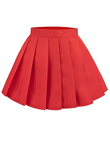 C-ZOFEK US Size Red Pleated Mini Skirt for Women Skater Tennis Halloween Velma Cosplay (X-Small, Only Skirt)