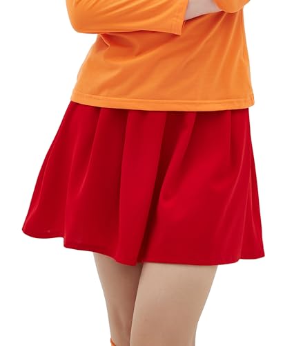 ICHIHSUE Halloween Adult Velma Costume For Women Classic Movie Characters Cosplay (Red Basic Skirt,S)