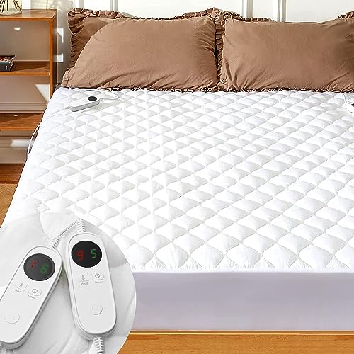 Heated Mattress Pad Queen Size with 9 Heat Settings Controller Quilted Electric Mattress Pad Fit Up to 21 Inch