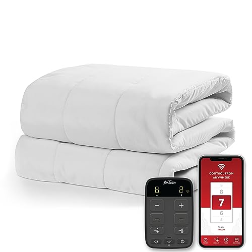 Sunbeam Polyester Wi-Fi Connected Mattress Pad, Electric Blanket, 10 Heat Settings, Queen Size