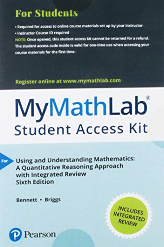 Mylab Math with Pearson Etext -- Standalone Access Card -- For Using and Understanding Mathematics with Integrated Review (My Math Lab)