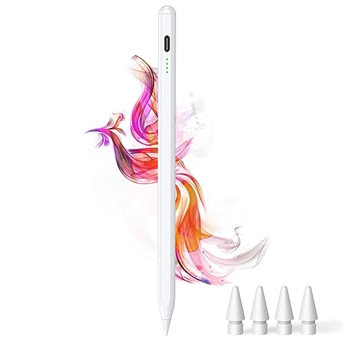 Stylus Pen for iPad 9th&10th - Type-c Charging Magnetic Apple iPad Pencil with Palm Rejection iPad Pen Compatible with2018-2023iPad 6/7/8/9/10iPad Air 3/4/5iPad Mini 5/6, iPad Pro 11"/12.9"White