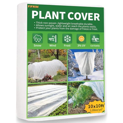 10x10FT Plant Cover Freeze Protection 1.06 oz/yd Winter Floating Row Covers for Garden Raised Bed Reusable Frost Cloth Blanket for Vegetables/Tree/Flower/Fruit Outdoor Plants