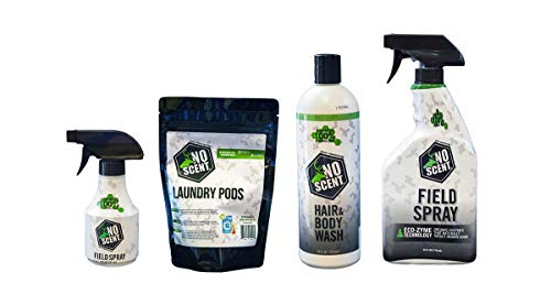 No Scent Full Bundle: 24oz & 8oz Field Spray, Laundry Pods, and Hair & Body Wash. Hunting Accessories, Odor Eliminator for Hunting Gear, Scent Elimination Value Pack