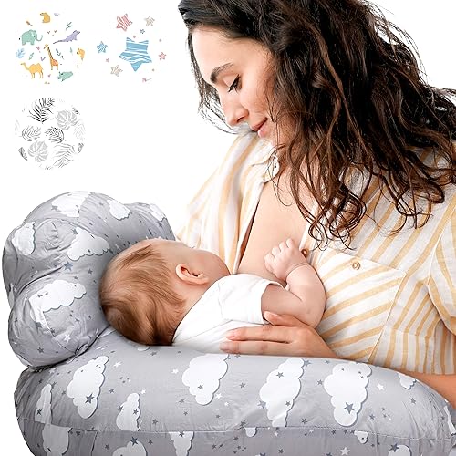 PILLANI Nursing Pillow for Breastfeeding & Bottle Feeding, Support Breast Feeding Pillow for Mom & Baby, w/Adjustable Waist Strap, Removable Cotton Cover, Breastfeeding Essentials Newborn Must Haves