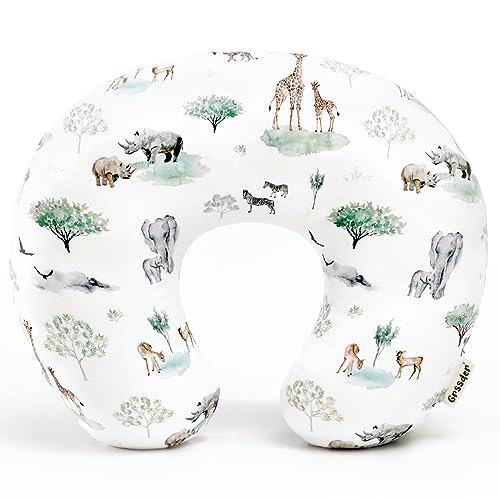 GRSSDER Nursing Pillow Cover Stretchy Minky Removable Nursing Covers for Breastfeeding Pillows, Ultra Soft Comfortable Slipcover for Baby Boy and Girls, Stylish Pretty Savannah