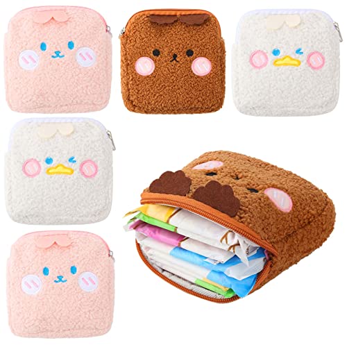 6 Pieces Sanitary Napkin Storage Bag Menstrual Pad Pouch Nursing Pad Holder Portable Coin Pouch for Feminine Pads Panty Liners Tampons and Reusable Pads, 6 x 6 Inch