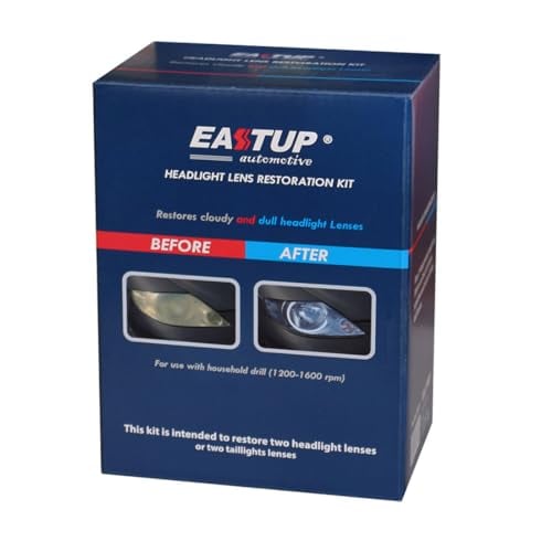 EASTUP 80011 Headlight Lens Restoration Kit Restore Cloudy and Dull Headlights, Taillights, Fog Lights and Directional Lights With Exclusive UV Block Clear Coating