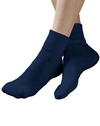 Buster Brown 100% Cotton Socks for Everyday Comfort. Ribbed Top, Seamless Toes, Breathable Comfortable Socks, Navy, Medium, 3-pk