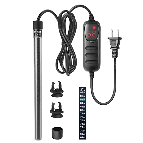 HITOP Mini Submersible Aquarium Heater - 200W Digital Heater for Fish Tank Turtle Tank 25-50 GallonSaltwater and Fresh Water with Temperature Controller