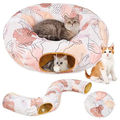 Cat Tunnel Bed, Cat Tunnels Cat Toys for Indoor Cats S-Shape Cat Tube and Cat Donut Tunnel Cave Large Cat Toys Interactive Cat Stuff Supplies