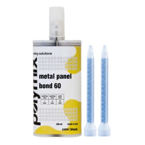 Polymix Metal Panel Bond 60 Adhesive 200ml Cartridge & Two Application Mixing Nozzles