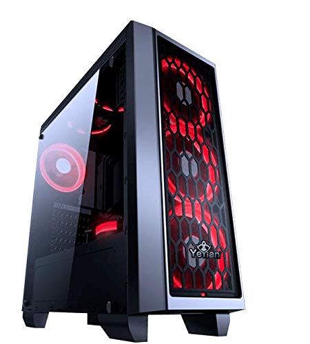 YEYIAN Blade 2101 Gaming PC Case, Acrylic Mid Tower ATX/Micro ATX, LED Fans, SPCC Chassis, Metal Mesh Air Flow, 3 USB/Audio Ports, 16.33"x7.08"x18.85", ROHS CE Certified, Black