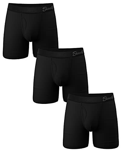 Shinesty Ball Hammock Testicular Support Underwear | Big Mens Underwear with Fly | US XXL 3 Pack Black
