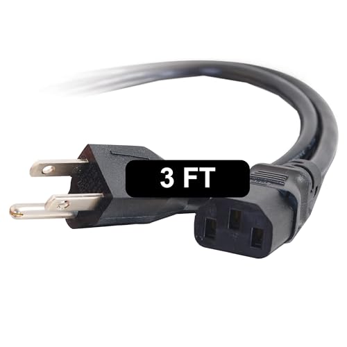 C2G 3FT Replacement AC Power Cord - Power Cable for TV, Computer, Monitor, Appliance & More (03129)