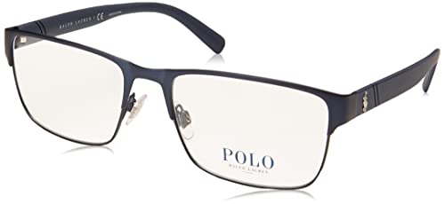 Polo Ralph Lauren Men's PH1175 Rectangular Prescription Eyewear Frames, Matte Navy Blue/Demo Lens, 56 mm