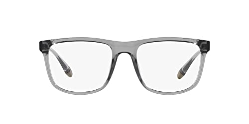 A|X ARMANI EXCHANGE Men's AX3101U Universal Fit Square Prescription Eyewear Frames, Shiny Transparent Grey/Demo Lens, 55 mm