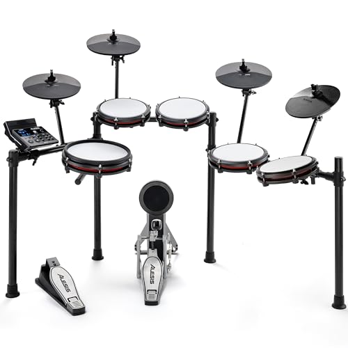 Alesis Nitro Max Kit 10 Piece Electric Drum Set with Quiet Mesh Pads, 10" Dual Zone Snare, Bluetooth, 440+ Sounds, Drumeo, USB MIDI, Kick Pedal