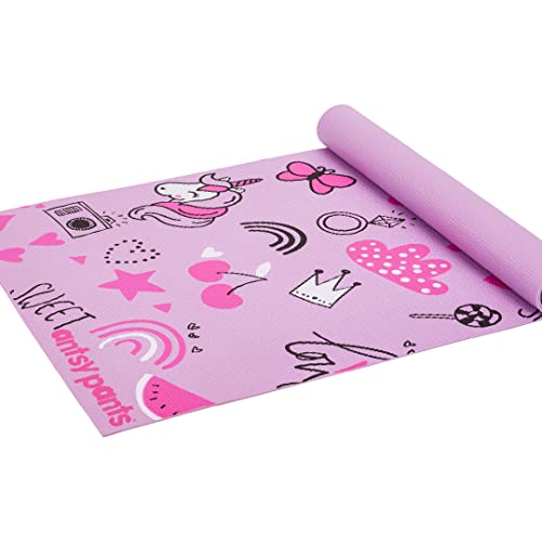 Flybar Antsy Pants Kids Yoga Mat - Yoga Mat for Kids, Yoga Mats for Home Workout, Travel Yoga Mat, Sturdy Workout Yoga Mat Non Slip, for Kids, Toddlers, Size 60 x 24, 3mm Thick Free of Toxic Phthalates, Pink Unicorn