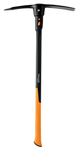 Fiskars Pro IsoCore 5lb. Garden Pick - 36" Shock Control Handle - Digging Tool for Tough Soil - Dual-Ended Pickaxe Tool and Garden Hoe - Black/Orange