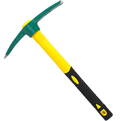 ZEONHEI Pick Mattock Hoe Heavy Duty, Gardening Hand Pick with 15 Inch Shock Absorption Rubber Handle and Forged Head, Pick Axe Hand Tool for Digging Weeding Prospecting Camping