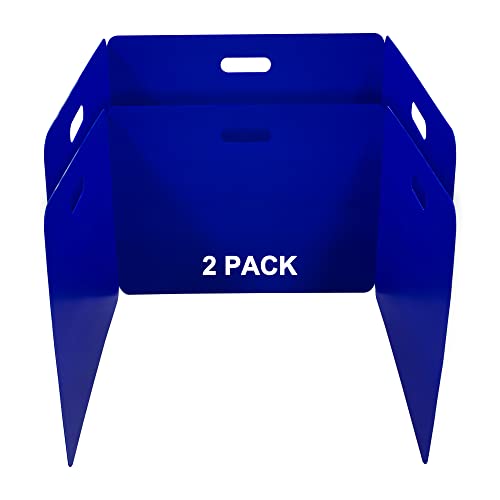Privacy Shields 2 Pack Blue Durable Easy Carry Plastic Desk Dividers-Easy to Disinfect Classroom Dividers-Portable Divider-Re-usable Privacy Divider