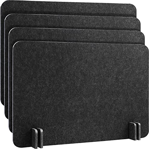 4 Pack Acoustic Freestanding Desk Divider Noise Reducing Desk Privacy Panel 16 x 24 Inch for Table Standing Sound Proof Dividers Desktop Office Furniture Partitions for Classroom (Black Gray)