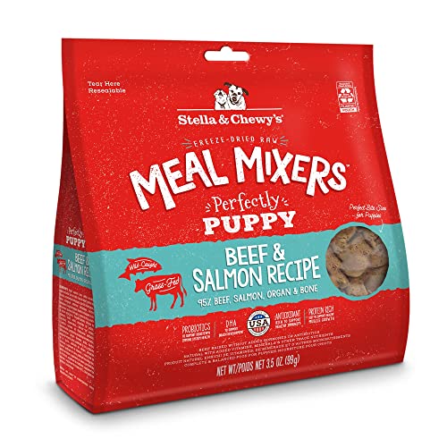 Stella & Chewys Freeze Dried Raw Meal Mixers  Crafted for Puppies  Grain Free, Protein Rich Perfectly Puppy Beef & Salmon Recipe  3.5 oz Bag