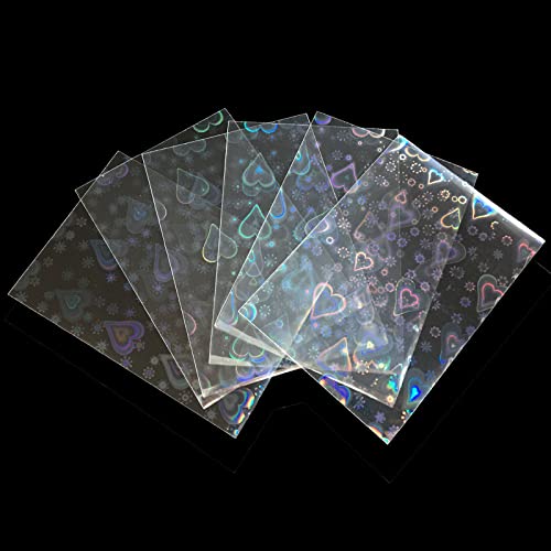 AEGIS 100pcs Photocard Sleeves Love Heart, Card Sleeves for MTG Transparent Waterproof and Dustproof, Trading Cards Sleeves Kpop Photocard Sleeves, Holographic Foil Cover, 61x88mm