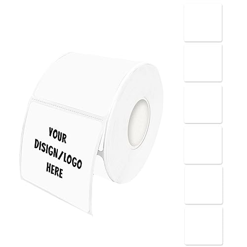 Yeachlaing 2"x2" White Square Thermal Label Stickers, Self-Adhesive Square Direct Thermal Labels,500 Sheets with Perforation Line in ROLL