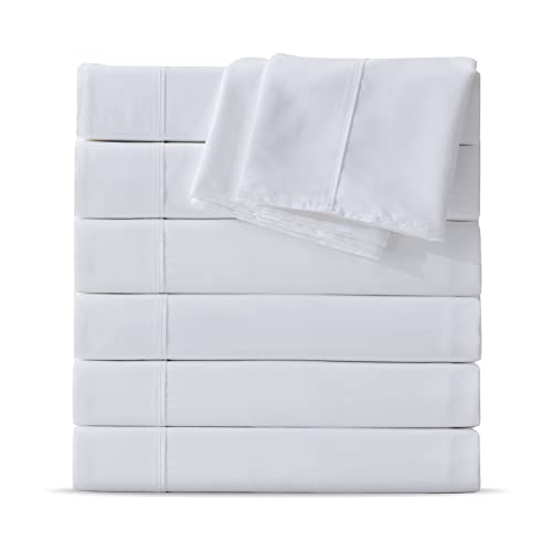 Maple&Stone Twin Flat Sheet 6 Pack,Premium Soft & Breathable,Brushed Microfiber Fabric,Anti-Shrinkage & Non-Fading,Bulk Flat Sheets Only Twin Size (White)