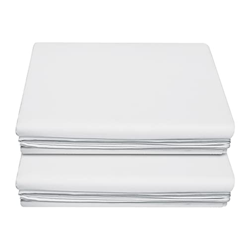 Lirex Flat Sheet (2-Pack), Twin Size Extra Soft Brushed Microfiber 1800 Microfiber Flat White Sheets, Machine Washable Wrinkle Free Breathable