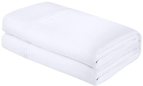 Royale Linens Queen Size Flat Sheet Only - Brushed 1800 Microfiber - Ultra Soft & Breathable - Wrinkle & Stain Resistant - Hotel Quality Flat Sheet Sold Separately - Top Sheet For Bed - (Queen, White)