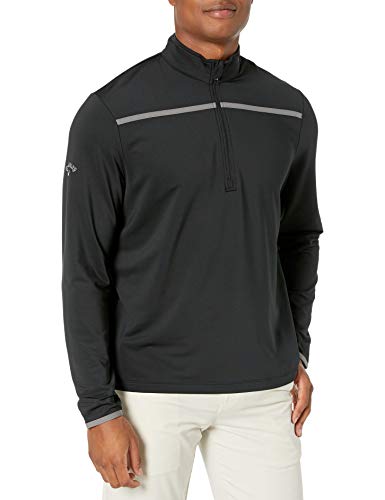 Callaway Men's Weather Series  Zip Mock Neck Pullover For Men, Extended Sizes, MenS Performance Apparel (Sizes Small-4Xl Big & Tall), Black, Large