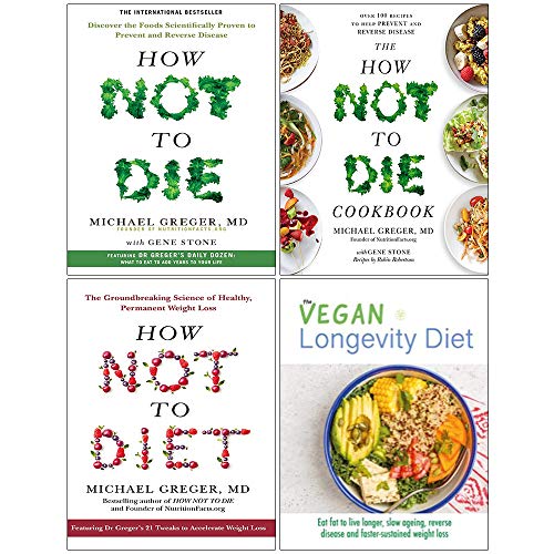 How Not To Die, The How Not To Die Cookbook, How Not To Diet, Vegan Longevity Diet 4 Books Collection Set