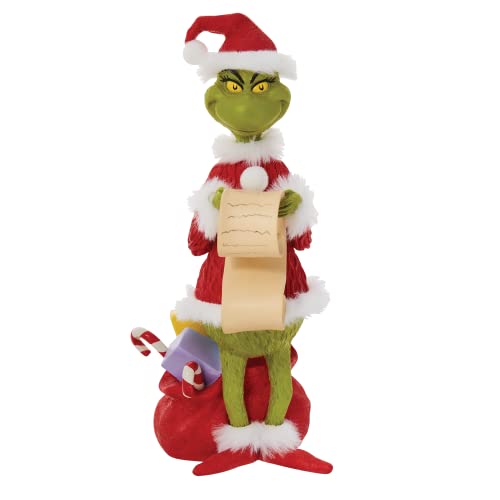 Department 56 Dr. Seuss The Grinch Checking His List Figurine, 9 Inch, Multicolor