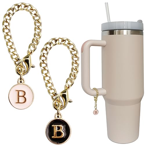 Wabogove Letter Charm Accessories for Stanley Cup 2PCS Initial Name ID Personalized Handle Charm for Stanley Tumbler (B)