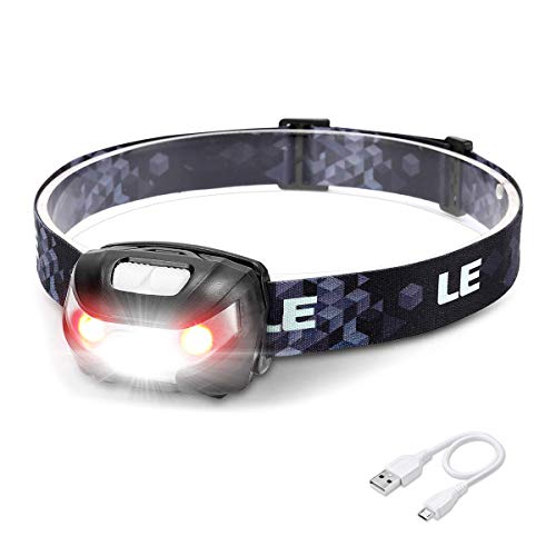 Lighting EVER LED Rechargeable Headlamp, L3200 High Lumen Bright Head Lamp with 5 Modes and White Red Light, Waterproof Forehead Flashlight for Outdoor Camping, Hiking, Hunting, Running, Survival