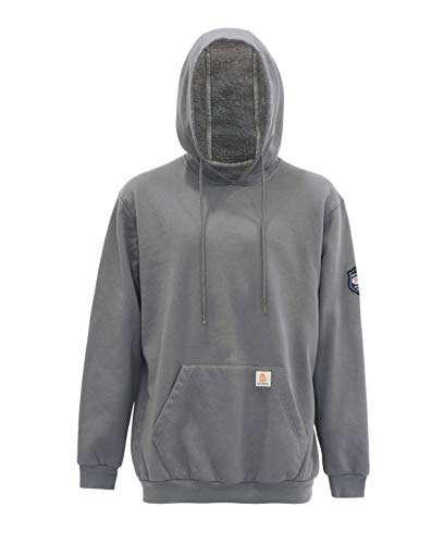 BOCOMAL FR Sweatshirt FR Hoodie Pullover shirts 10.5oz Midweight Grey Flame Resistant Hooded shirts