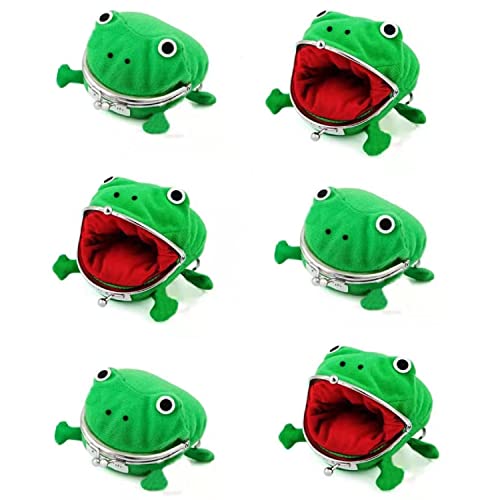 MIAO JIN 6Pcs Frog Coin Purses Gift Bag with Clasp Kiss Lock Change Pouch Mini Coin Wallet Vintage Trinkets Pouch (Frog)