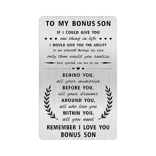 Alotozo Stepson Christmas Wallet Card - To My Bonus Son Gifts - Step Son Cards from Mom Dad