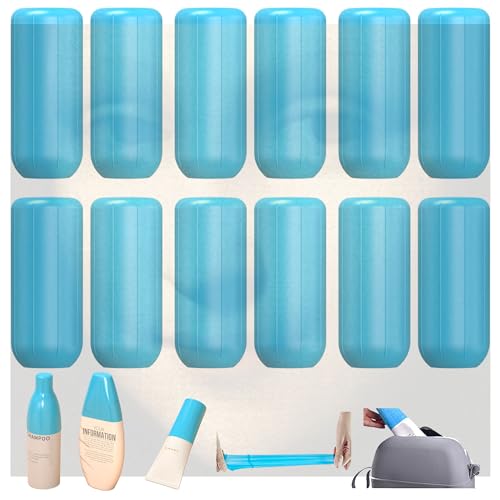 mwater 12 Pcs Silicone Elastic Sleeves for Leak Proofing, Leak Proof Sleeves for Travel Container, Toiletry Covers (12 blue)
