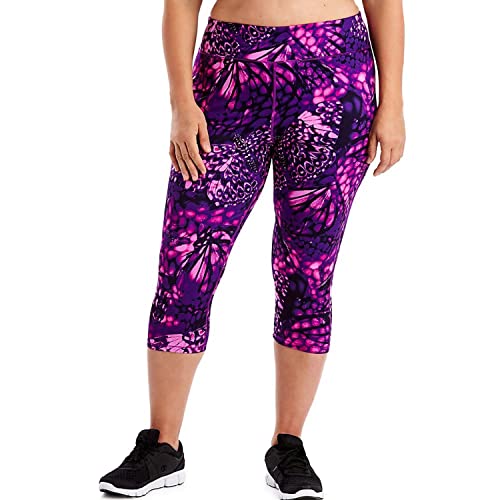 Just My Size Women's Plus Size Active Stretch Capri, Wingspan Plum Dream, 2X