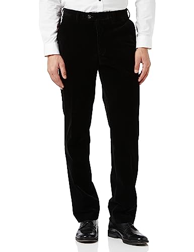 Mens Soft Velvet Trousers Classic Dinner Part Tailored Fit Dress Pants [TRS-TIM-BLACK-44]
